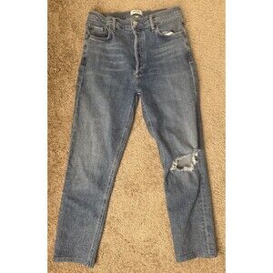 Agolde Jeans Women's Size 29 Button Fly Straight Distressed Cotton Denim